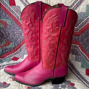 Wrangler 2 Toned Pink Heeled Western Boots